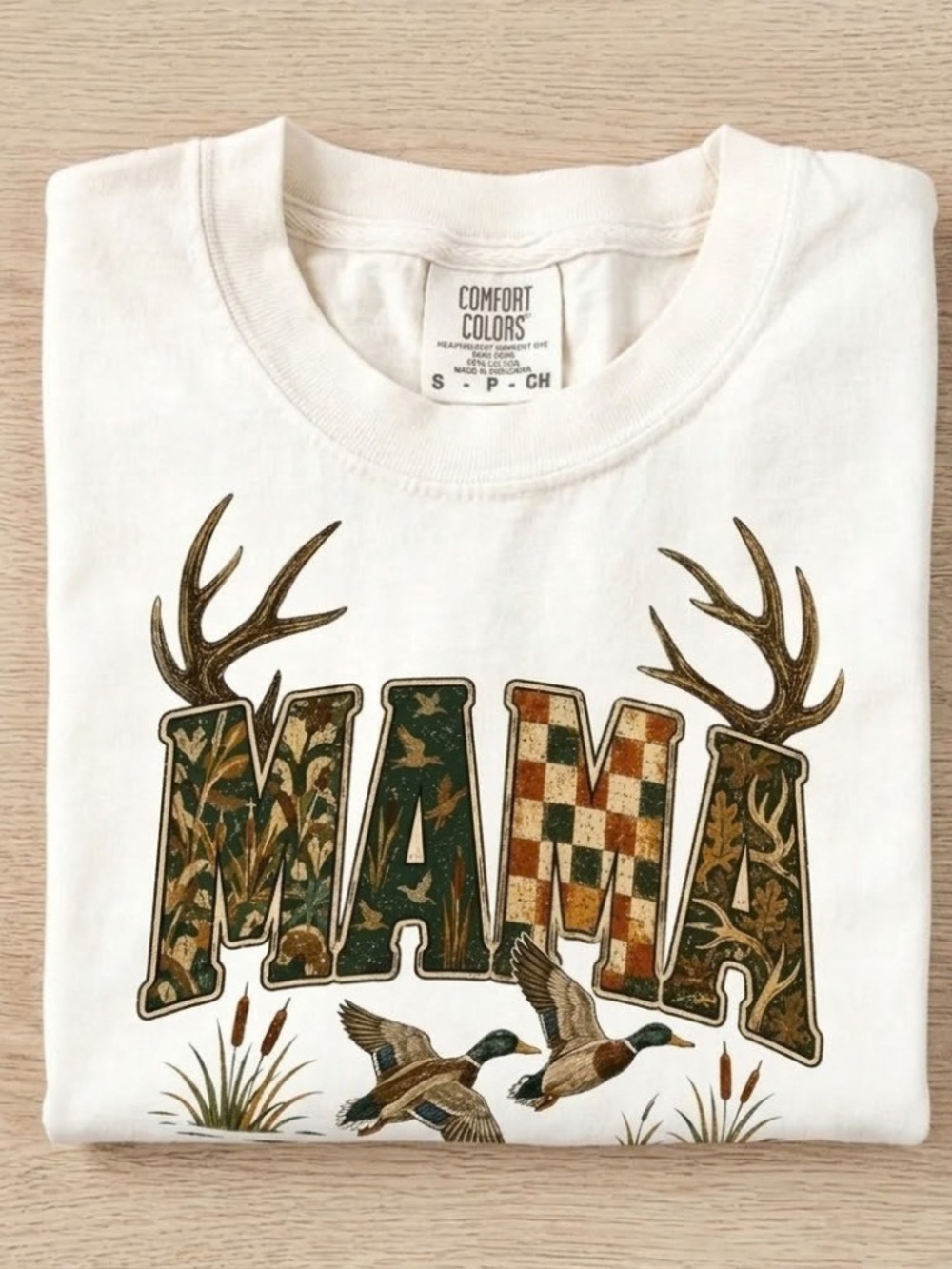 Comfort Colors Cream Hunting Camo Mama Dear Tee Fall And Hunting Season Mom Gift